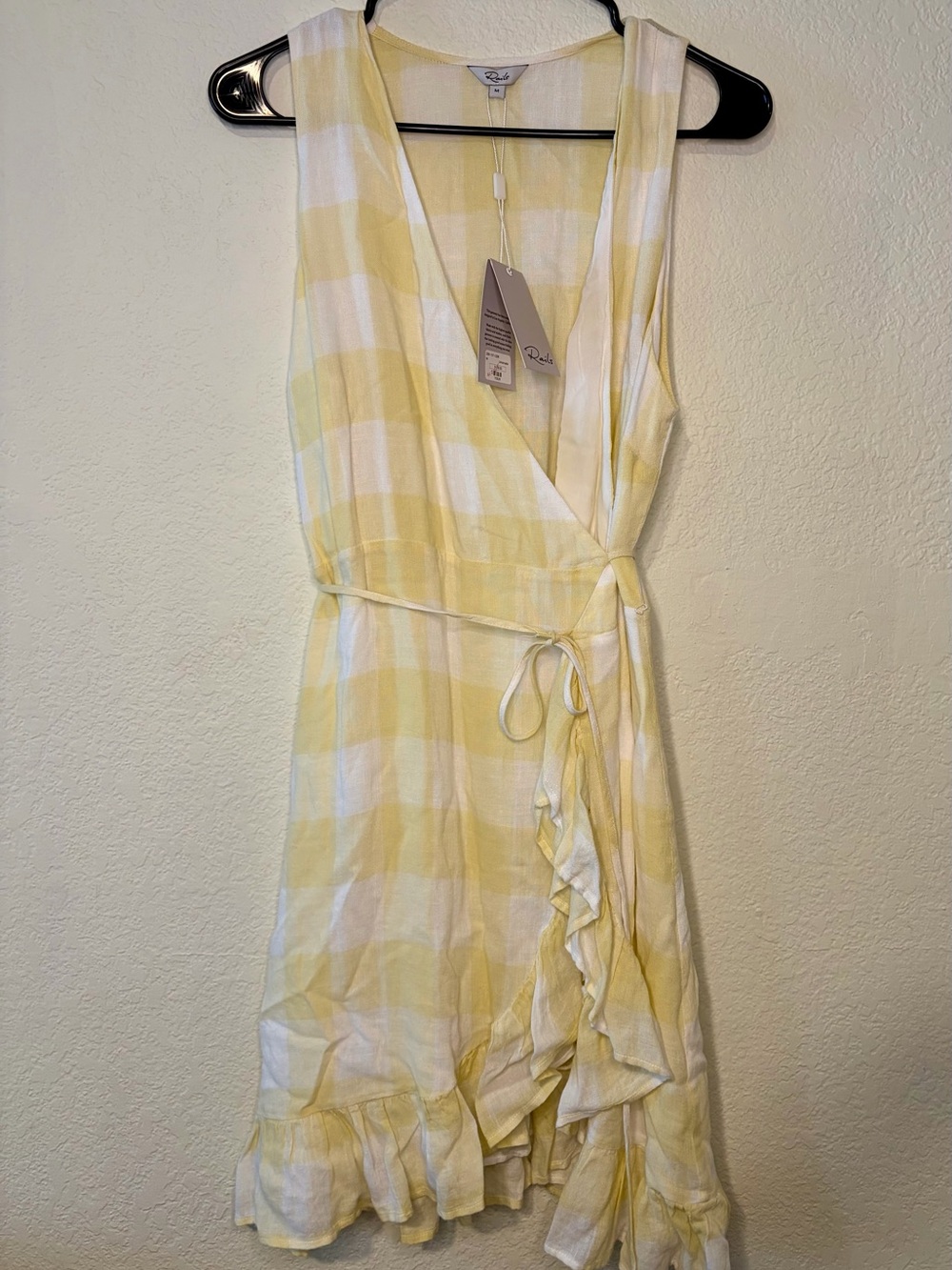 Rails Madison limoncello Yellow and White Gingham  Wrap Dress